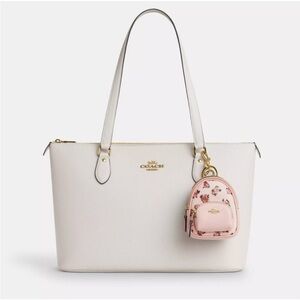 Coach Pink and Brown Floral Mini Bag Keychain